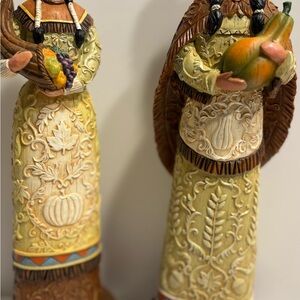 VTG Napco Indian Chief & Squaw Native American Rustic Decor South Western Couple